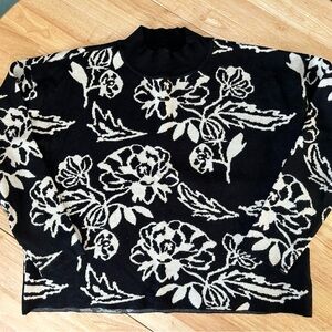 Cyrus Black and Cream Floral Turtleneck Sweater